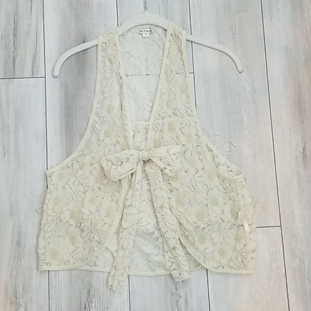 Anthropologie Moyna  ivory lace vest
